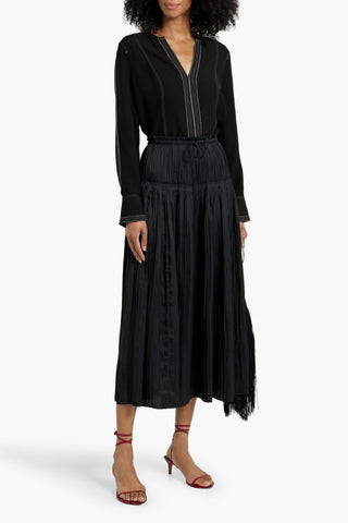 ULLA JOHNSON SAFI EMBROIDERED CREPE BLOUSE - Size 0