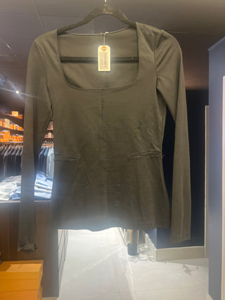 Tom Ford Knit Square-Neck Long-Sleeve Top with Raw Edge Seams