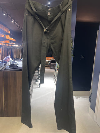 Tom Ford Cotton Wide-Leg Self-Tie Belt Trousers Black