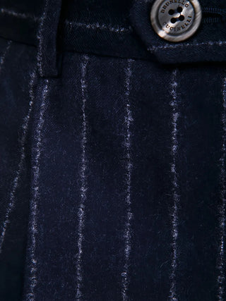 Brunello Cucinelli Wool Pinstripe Tailored Trousers Dark Blue