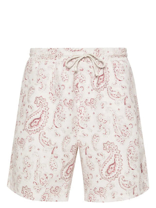 Brunello Cucinelli Lightweight Fabric Paisley Print Drawstring Swim Shorts