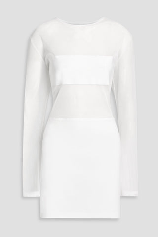 NORMA KAMALI DASH DASH STRETCH-MESH AND JERSEY MINI DRESS - Size 40