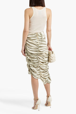 BALMAIN WRAP-EFFECT ZEBRA-PRINT TWILL MIDI SKIRT - Size 40