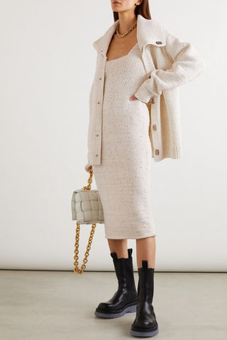 BOTTEGA VENETA COTTON-BLEND MIDI DRESS - Size S