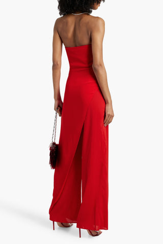 ALICE + OLIVIA ALONDRA STRAPLESS DRAPED CREPE AND CHARMEUSE JUMPSUIT - Size 4