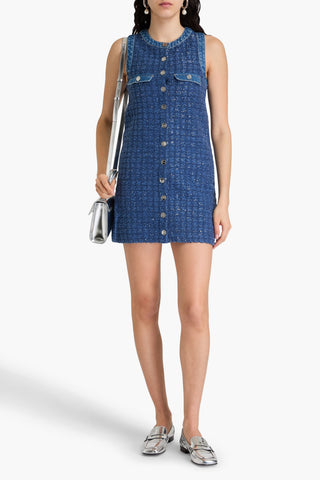 SANDRO SEQUIN-EMBELLISHED BOUCL-TWEED MINI DRESS - Size 34