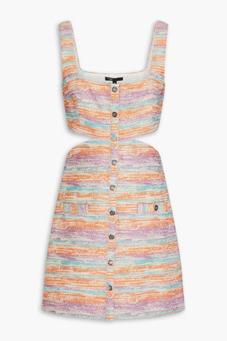 MAJE CUTOUT METALLIC TWEED MINI DRESS - Size 40