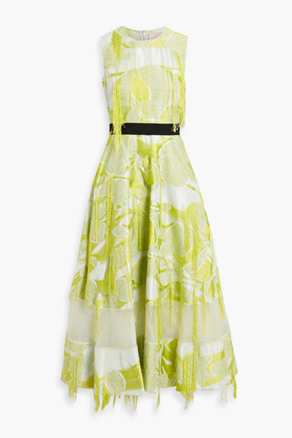 ROKSANDA ANIPE FRINGED JACQUARD MIDI DRESS - Size 14