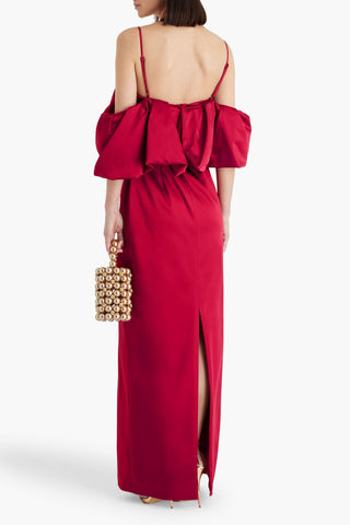 SIMKHAI DORINA COLD-SHOULDER RUFFLED TAFFETA MAXI DRESS - Size 2