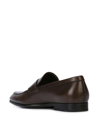 Tods Polished Leather Penny Loafers in Brown