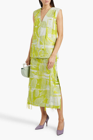 ROKSANDA IDYA FRINGED JACQUARD MIDI SKIRT - Size 8