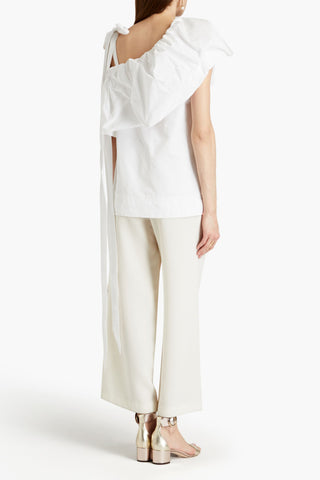 VALENTINO GARAVANI GATHERED COTTON-BLEND TAFFETA TOP - Size 40