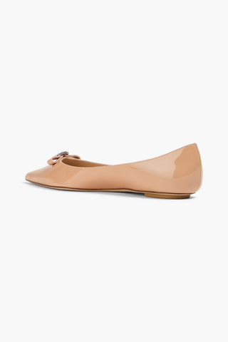 STUART WEITZMAN DIANA EMBELLISHED PATENT-LEATHER POINT-TOE FLATS - Size 7.5