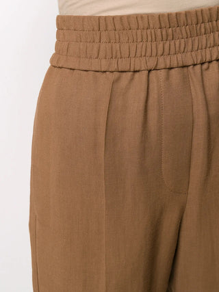 Brunello Cucinelli Textured Elasticated Waist Tapered Trousers