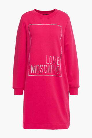 MOSCHINO STUDDED FRENCH COTTON-TERRY MINI DRESS - Size 44