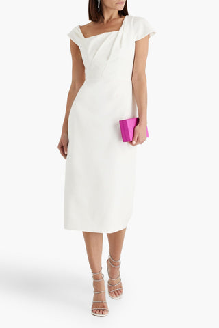 MARCHESA NOTTE PLEATED CREPE MIDI DRESS - Size 4