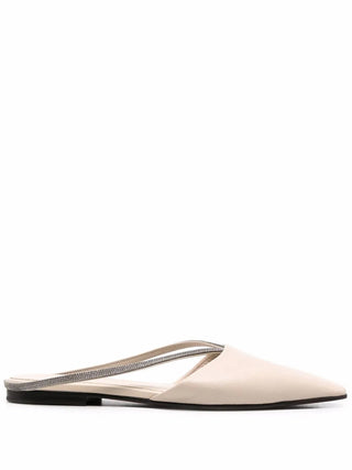 Brunello Cucinelli Leather Pointed-Toe Monili Mules