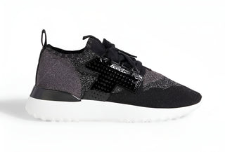 Tods Women's Glitter Knit Low-Top Sneakers with Perforated Strap