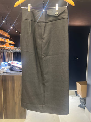 Tom Ford Twill Midi Skirt Button-Tab Waist Black