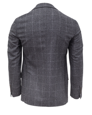 Brunello Cucinelli Wool Blend Windowpane Check Single-Breasted Blazer