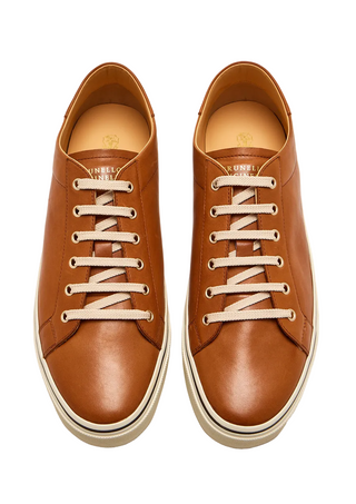 Brunello Cucinelli Mens Leather Sneakers in Brown