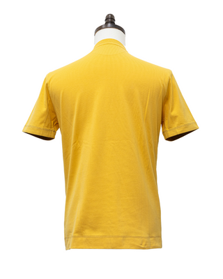 Brunello Cucinelli Mustard Cotton Crew-Neck T-shirt with Contrast Stitching