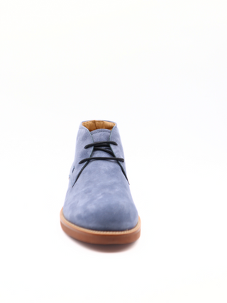Tods Light Blue Suede Lace-Up Chukka Boots with Brown Sole