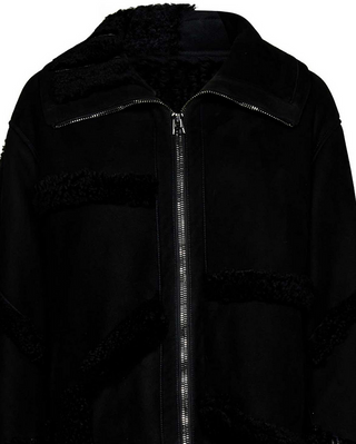 Tom Ford Suede Shearling-Trim Zippered Coat Black
