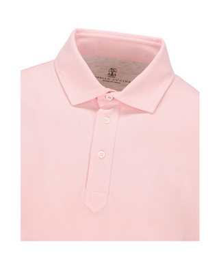 Brunello Cucinelli Cotton Piqué Three-Button Polo Shirt Pale Pink