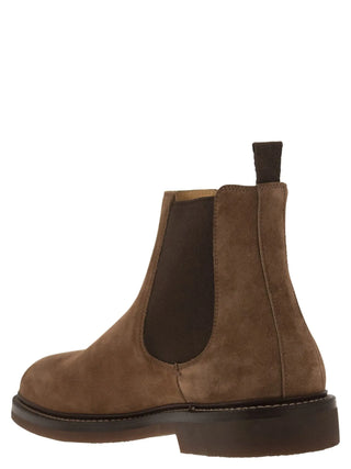 Brunello Cucinelli Suede Chelsea Boots Chestnut