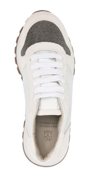 Brunello Cucinelli Suede and Textile Panel Low-Top Sneakers