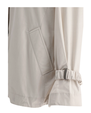 Brunello Cucinelli Lightweight Drawstring Hooded Jacket with Adjustable Cuffs in Yogurt