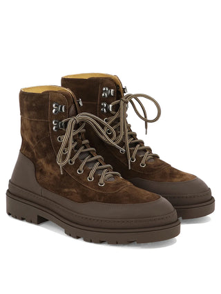 Brunello Cucinelli Brunello Cucinelli Suede Combat Boots with Lug Sole