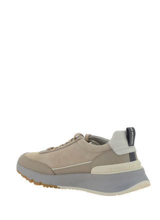 Brunello Cucinelli Logo Embossed Lace-Up Sneakers In Oat