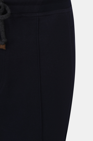 Brunello Cucinelli Cotton Drawstring Seamed Sweatpants in Navy