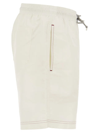 Brunello Cucinelli Nylon Logo Embroidered Swim Trunks in White