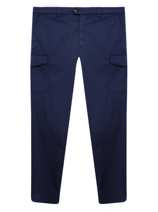 Brunello Cucinelli Brunello Cucinelli Cotton Cargo Trousers with Side Pockets Dark Blue