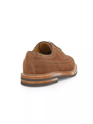 Brunello Cucinelli Suede Lace-Up Wingtip Derby Brogues in Chestnut