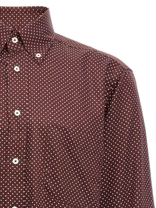 Tom Ford Burgundy Polka-Dot Cotton Button-Down Shirt