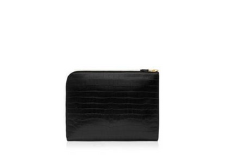 Tom Ford Tom Ford Crocodile-Effect Leather Zip Clutch Bag
