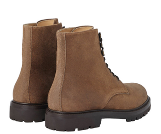 Brunello Cucinelli Tobacco Suede Lace-Up Boots with Lug Sole