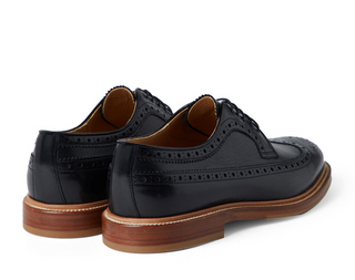 Brunello Cucinelli Grained Leather Laced Brogues with Contrast Sole