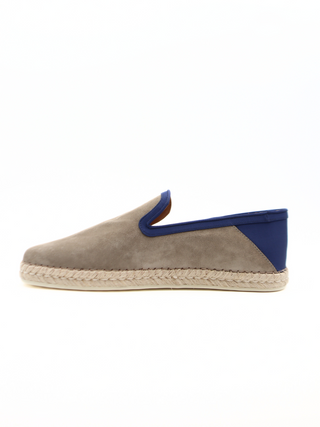 Tods Grey Suede Navy Trim Espadrille