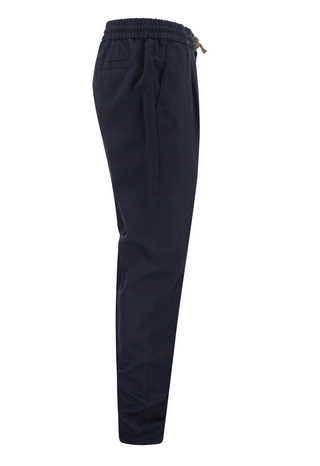 Brunello Cucinelli Cotton Pleated Drawstring Trousers Navy