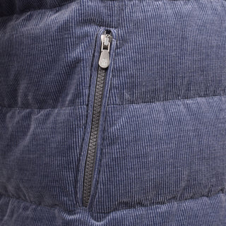 Brunello Cucinelli Cashmere Corduroy Padded Bomber Jacket in Blue