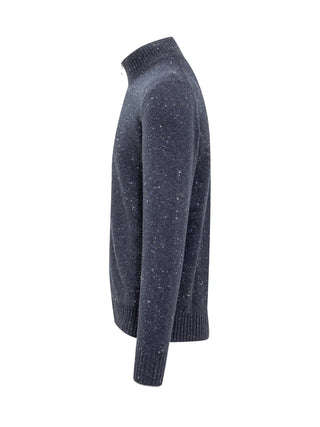 Brunello Cucinelli Flecked Knit Stand-Collar Zip-Up Cardigan