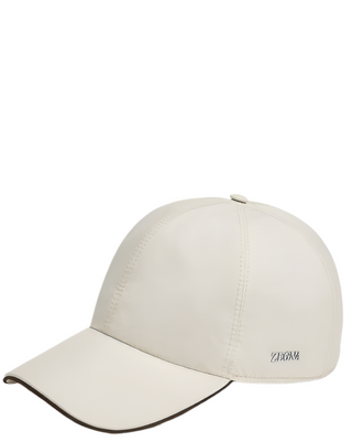Zegna Smooth Leather Baseball Cap with Metal Logo