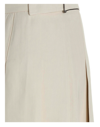 Brunello Cucinelli Buckle-Detailed Pleated Mini Skirt in White