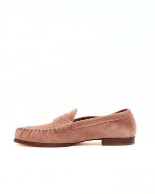 Tods Pale Pink Suede Ruched Moccasin Loafer