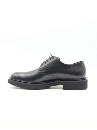 Tods Black Smooth Leather Lace-Up Derby Shoes with Flat Sole